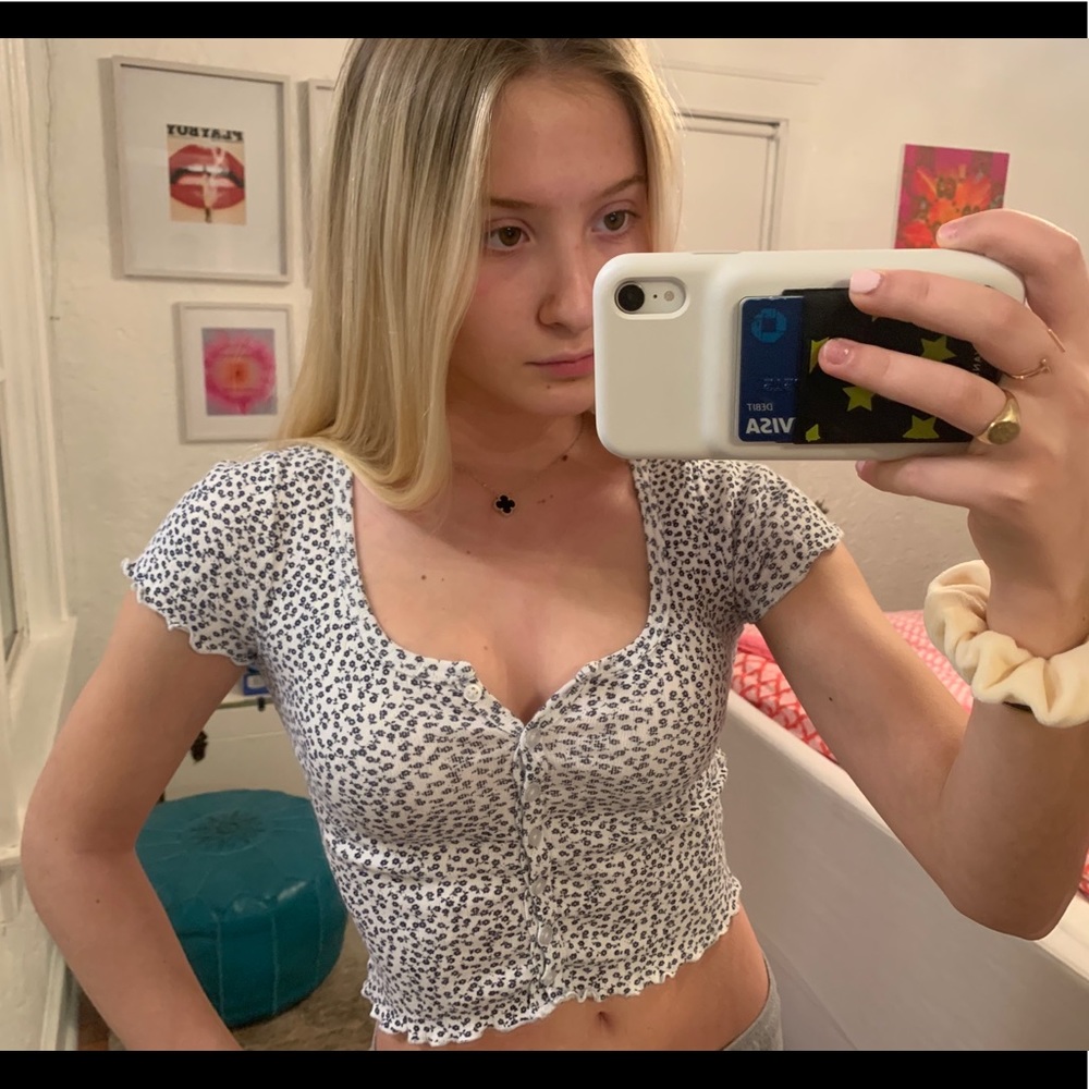 Brandy Melville blue floral top